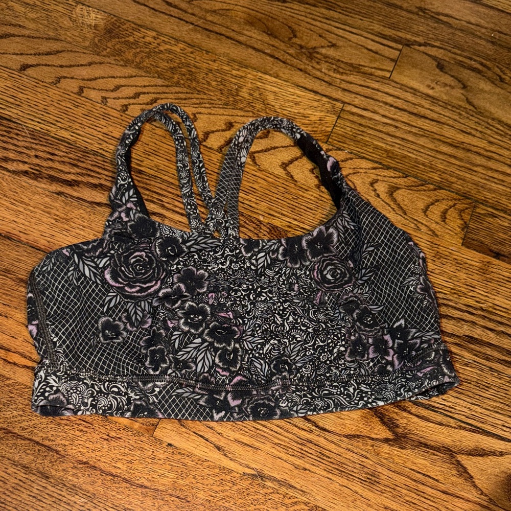 lululemon athletica Black Floral Sports Bra